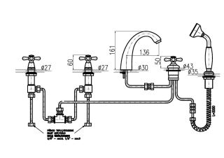 Смеситель на борт ванны Rav Slezak Morava retro MK176.5PZ золото